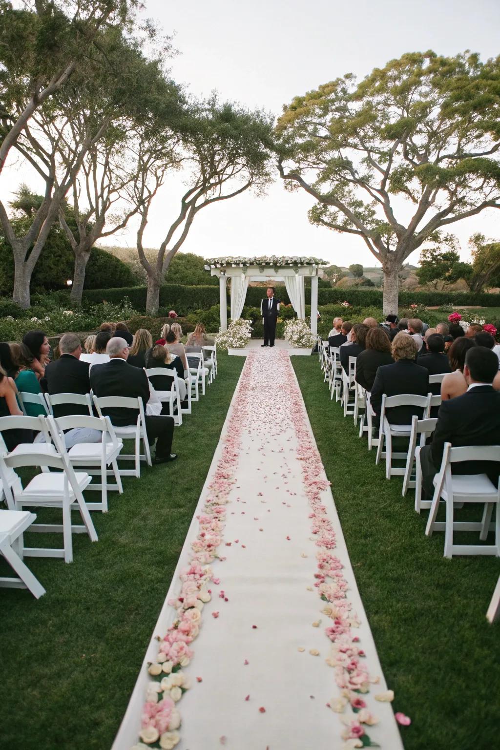 Runway style seating adds an elegant flair to your ceremony.