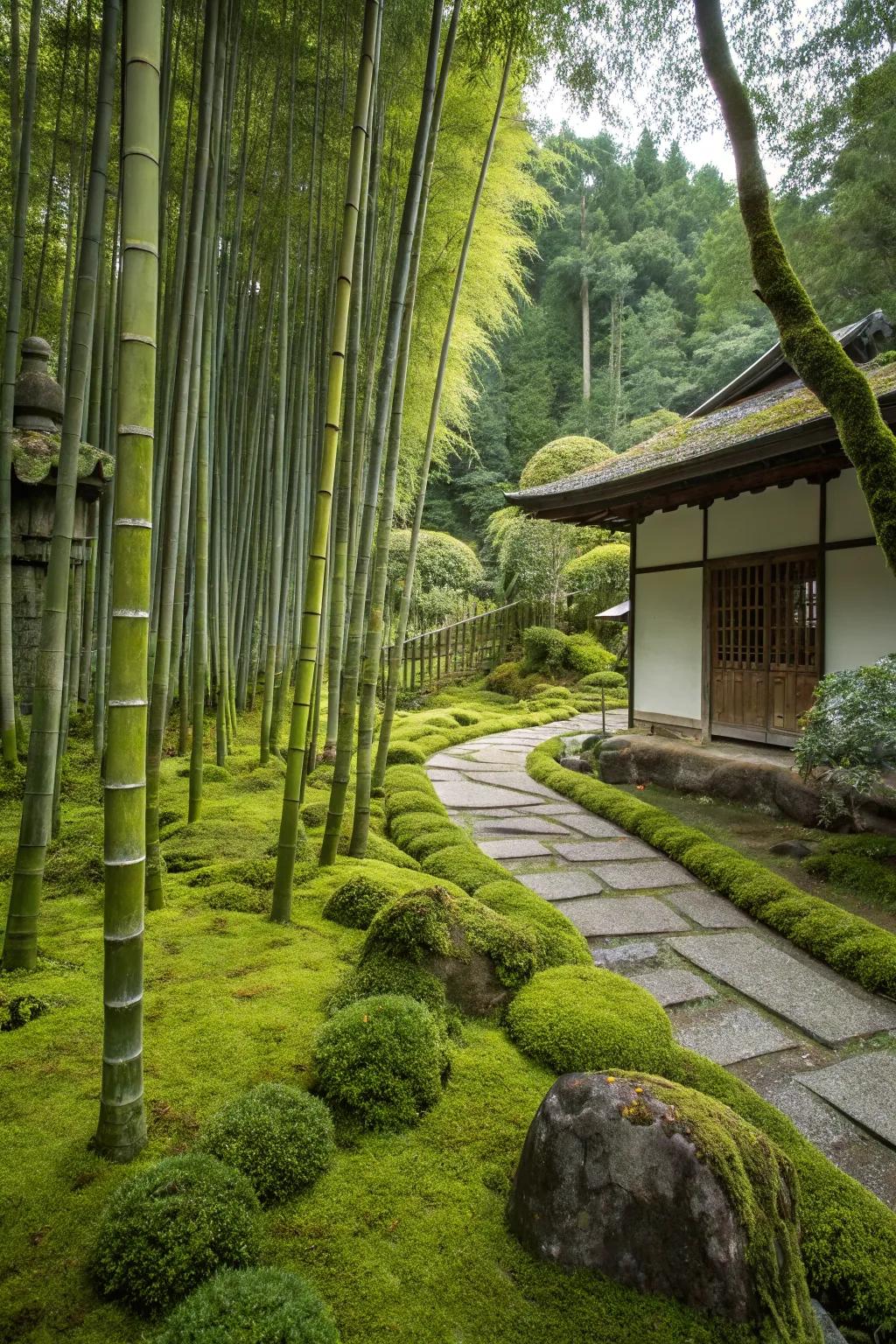Minimalistic greenery enhances the serenity of the zen garden