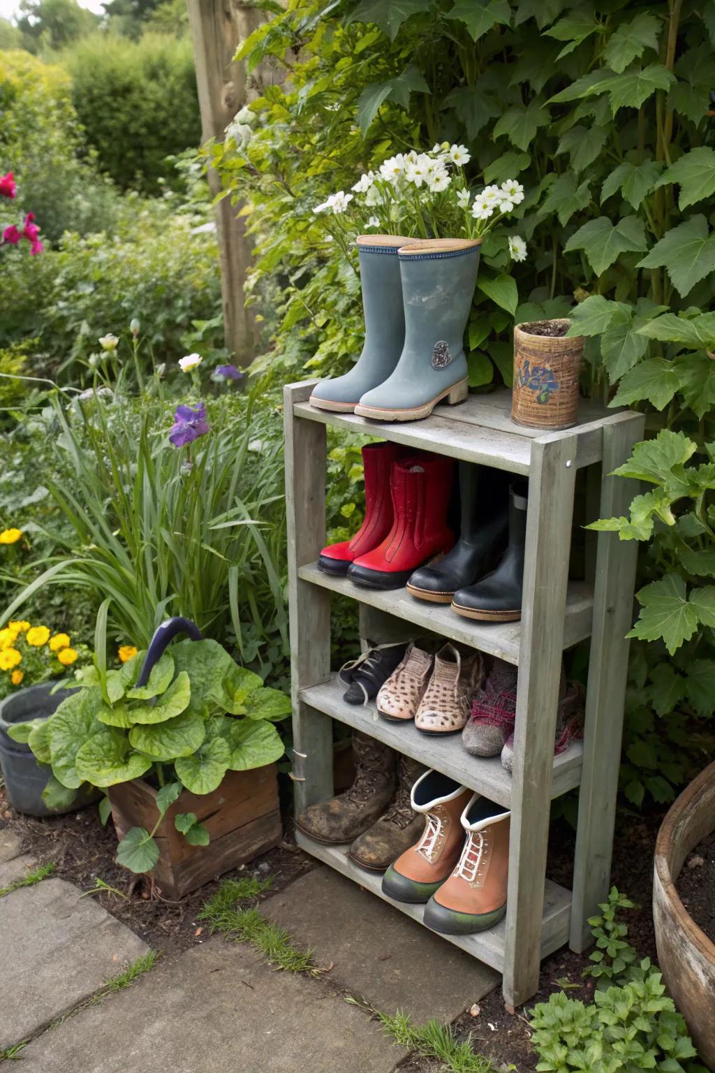 Keep shoes organized and off the ground with dedicated storage.