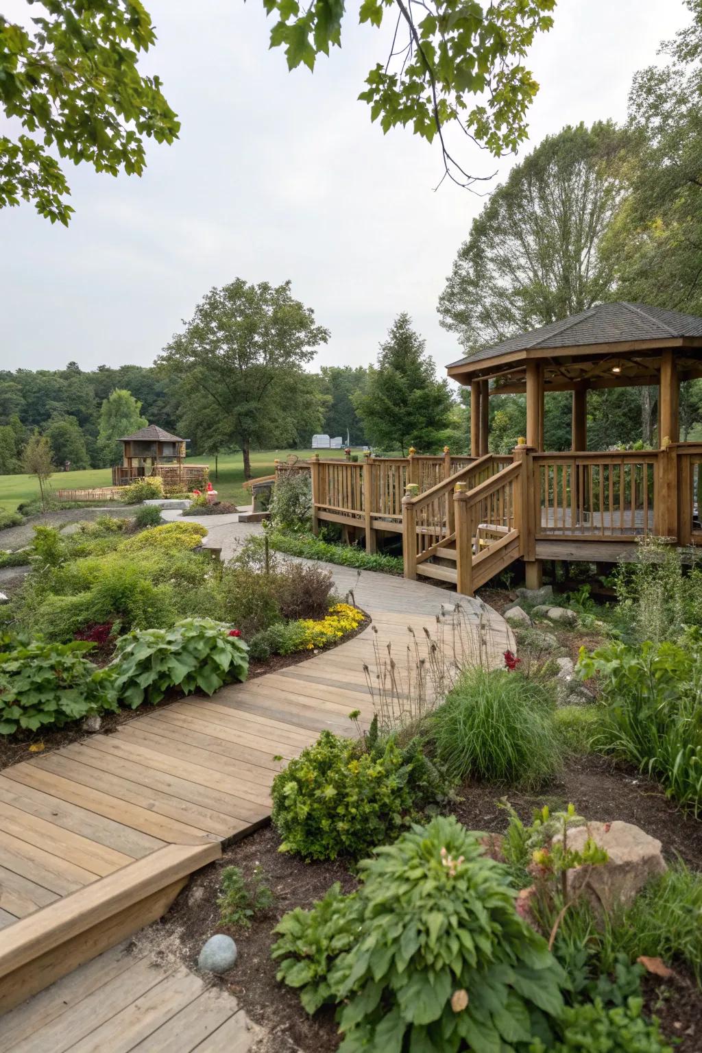 A harmonious blend of deck and nature.