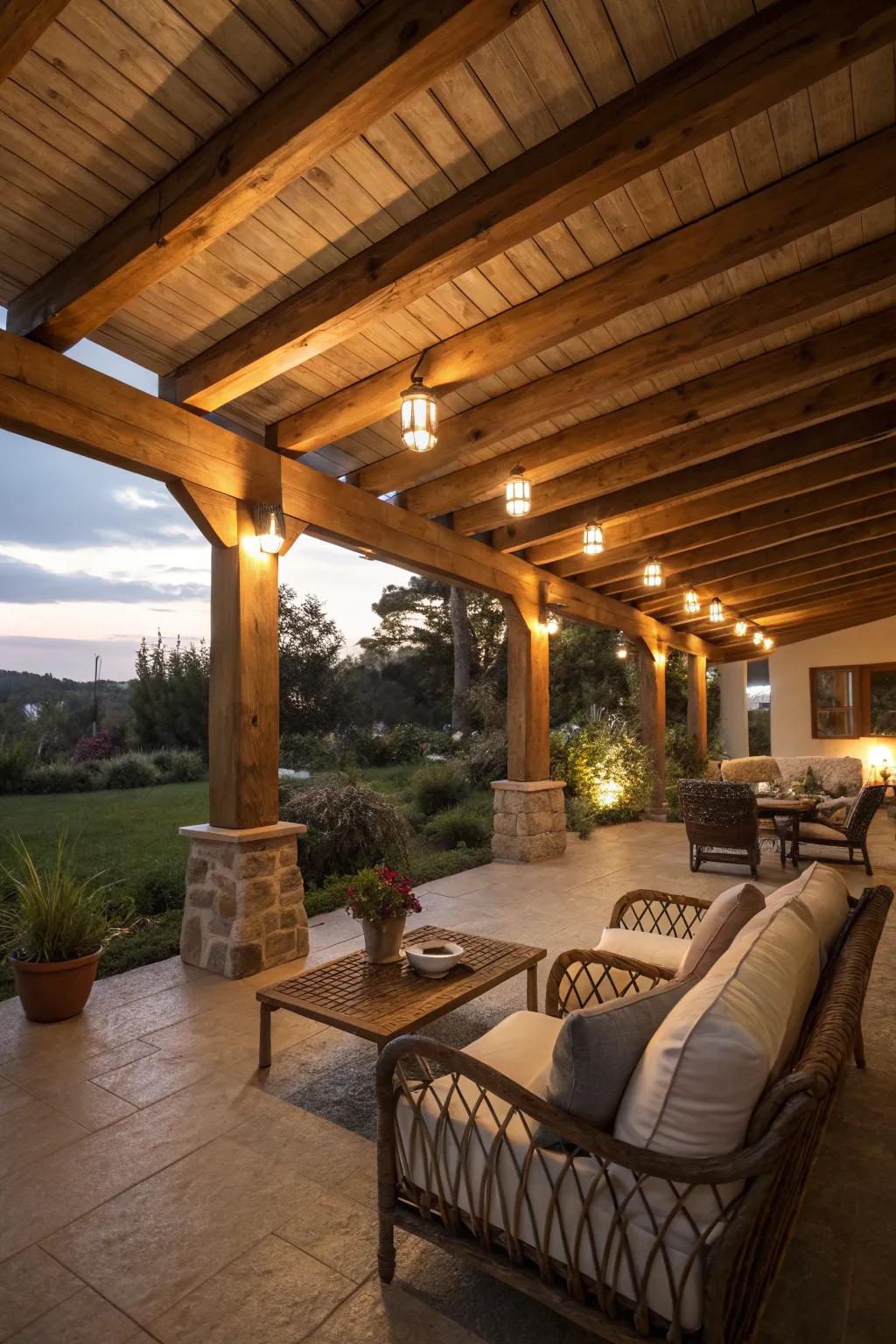 A covered ceiling transforms your patio into an all-weather retreat.