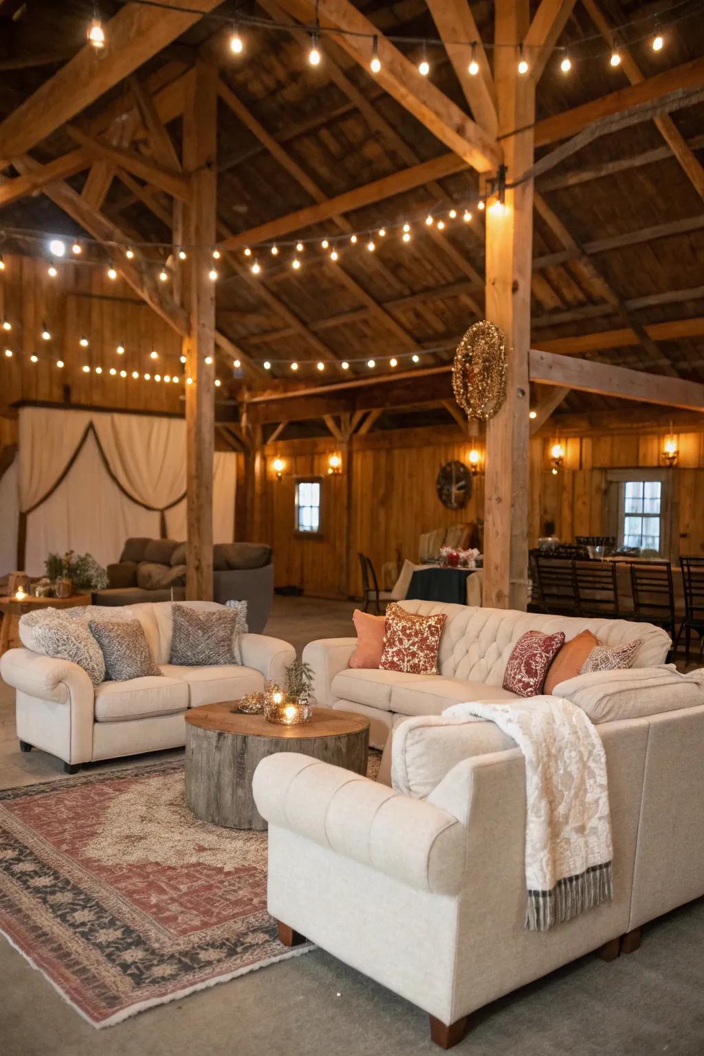 Comfortable seating invites guests to stay and chat.
