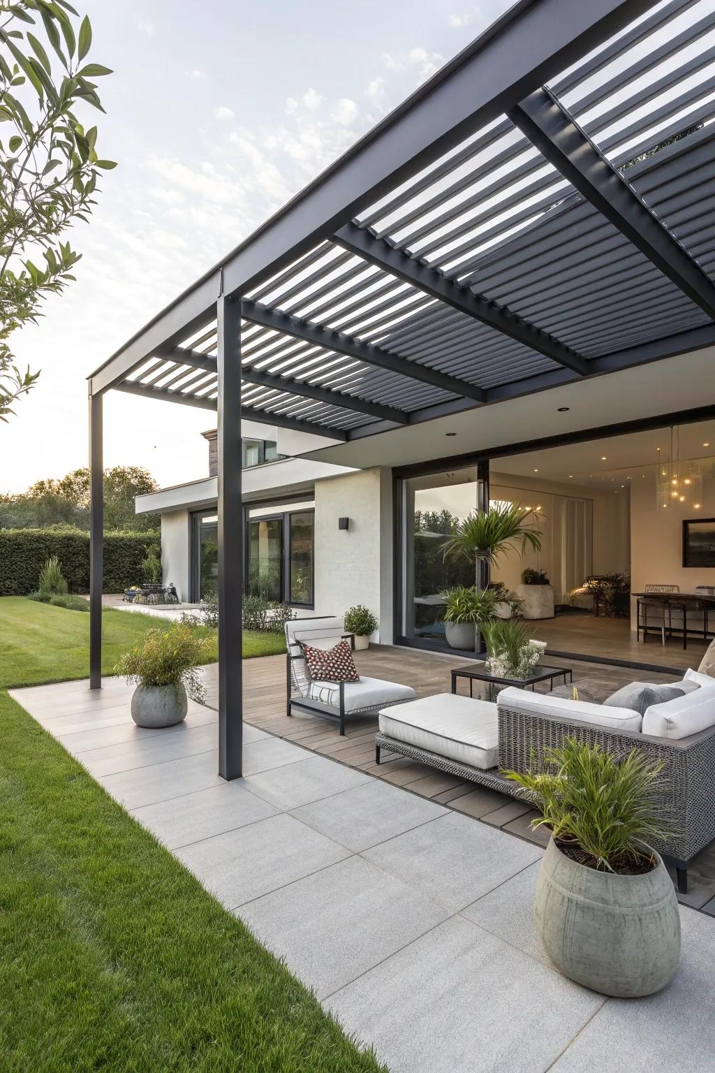 Metal structures bring a modern and sleek aesthetic to your patio.