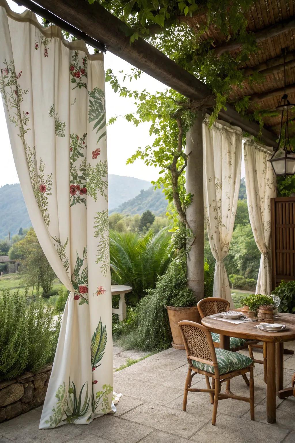 Nature-inspired prints help your patio blend with its surroundings.