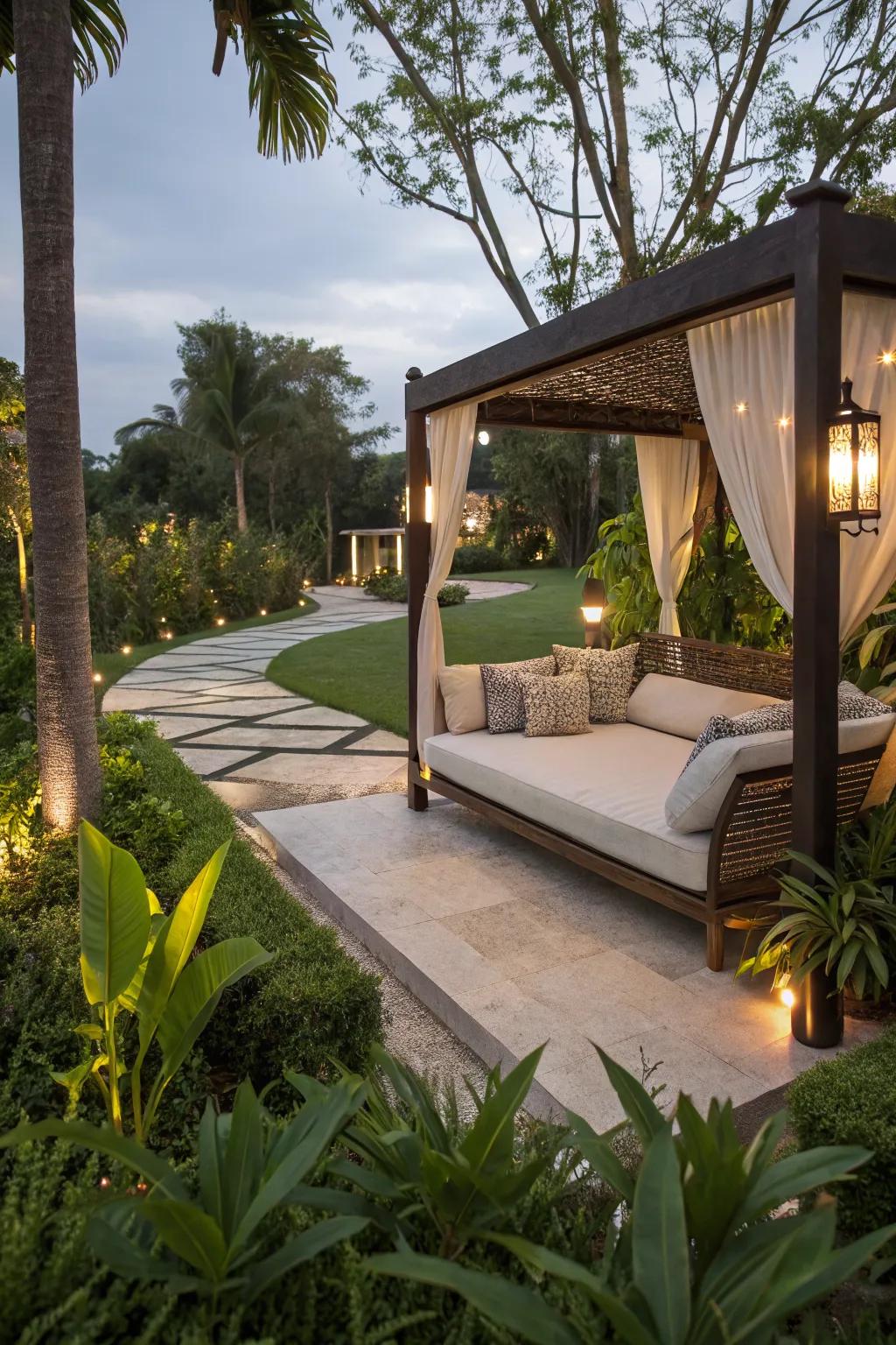 A daybed adds a luxurious touch to your outdoor space.