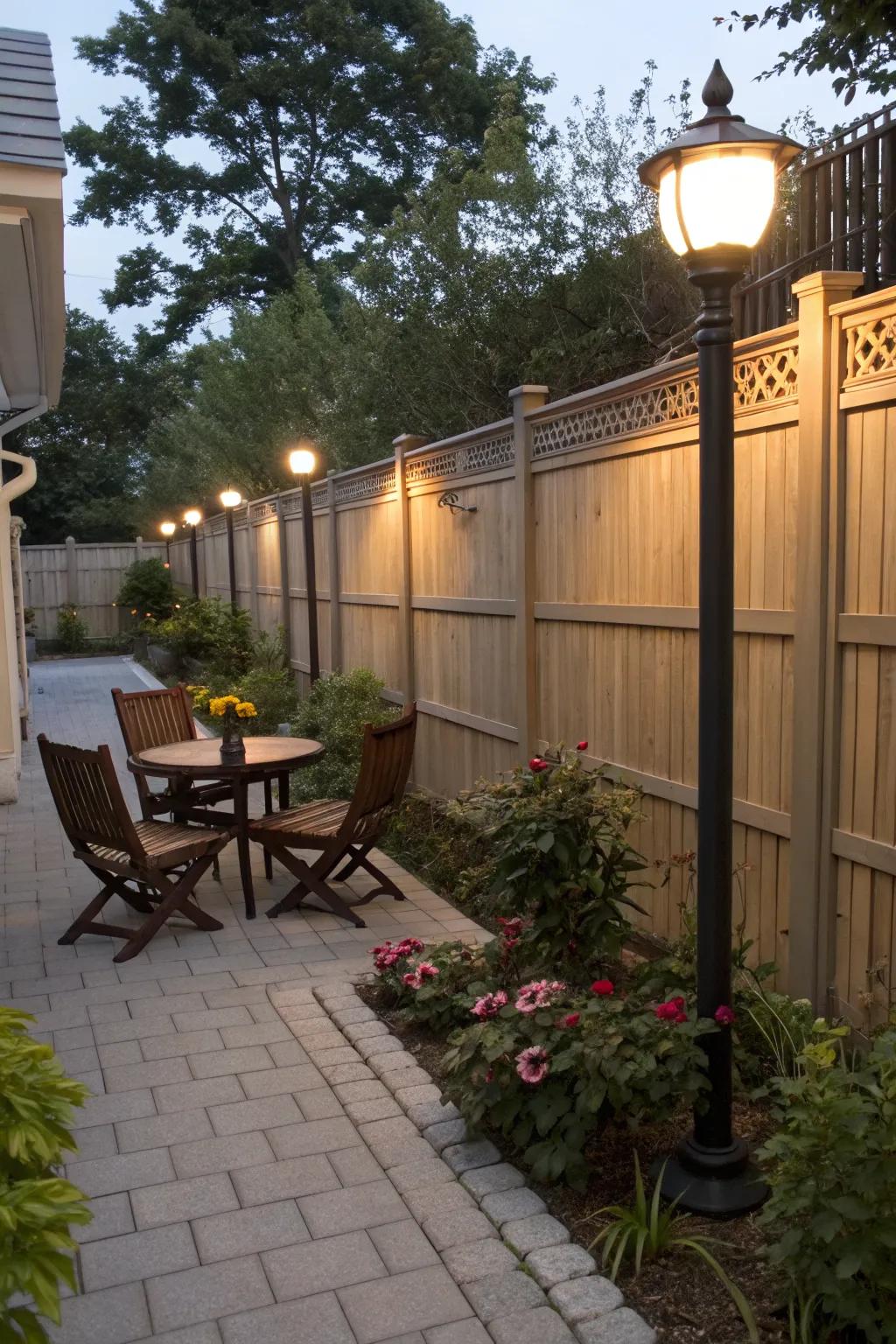 Enhance privacy with stylishly lit fences.