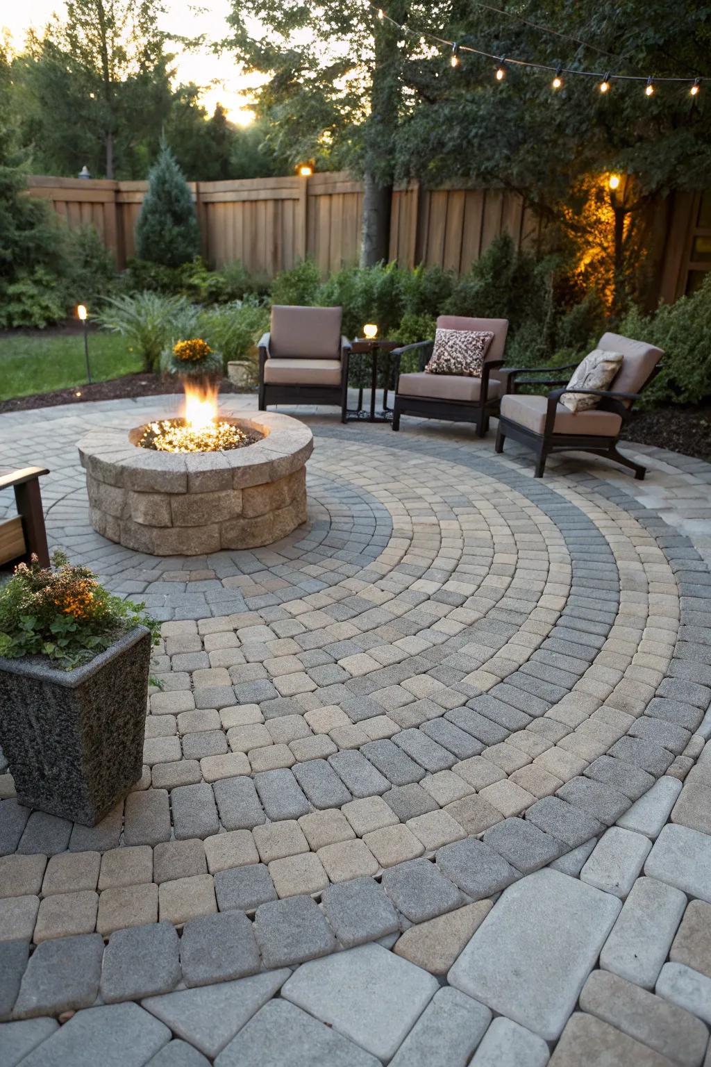 Circular paver pattern creating a captivating focal point.