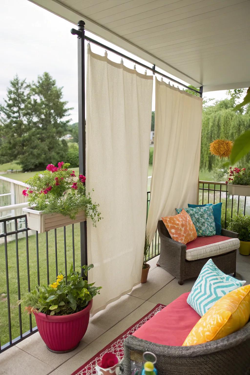 Fabric screens are an economical way to enhance privacy.