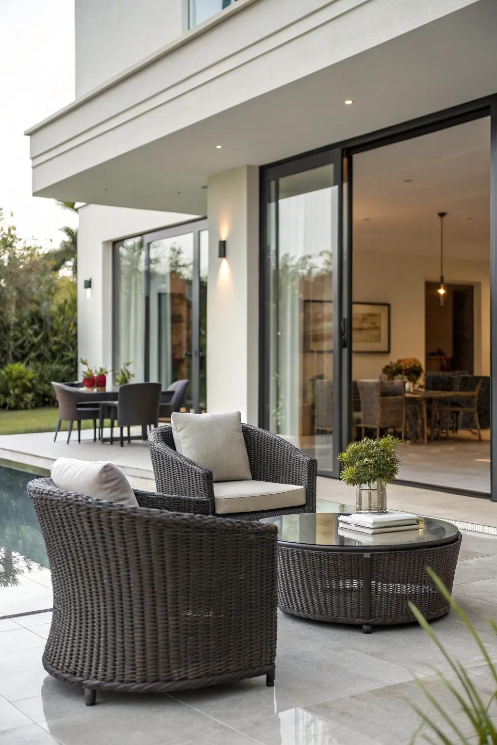 A modern patio featuring a top cast finish, suitable for creative designs.