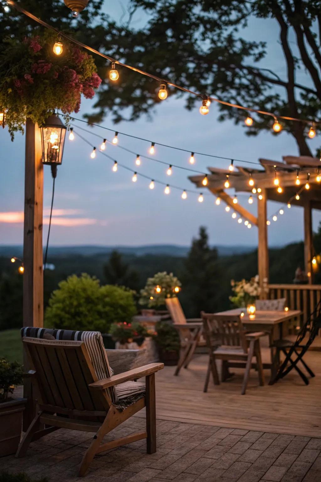 String lights transform a patio into a magical retreat.