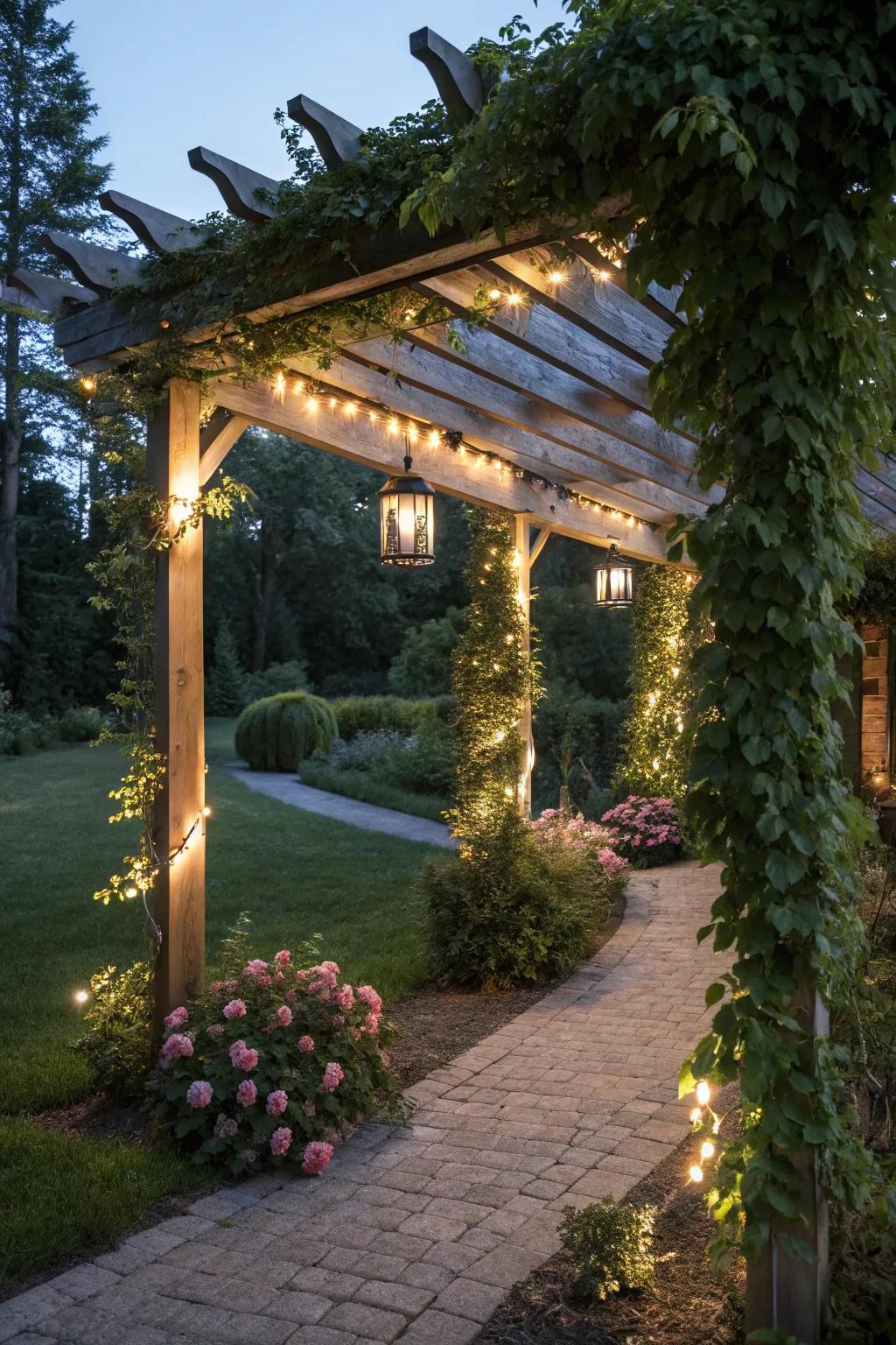 Integrated lighting transforms your pergola into a nighttime haven.