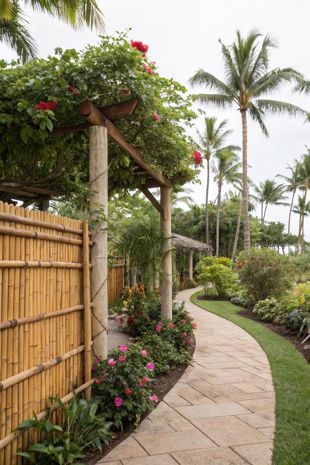 Bring a touch of the tropics to your backyard with bamboo fencing.