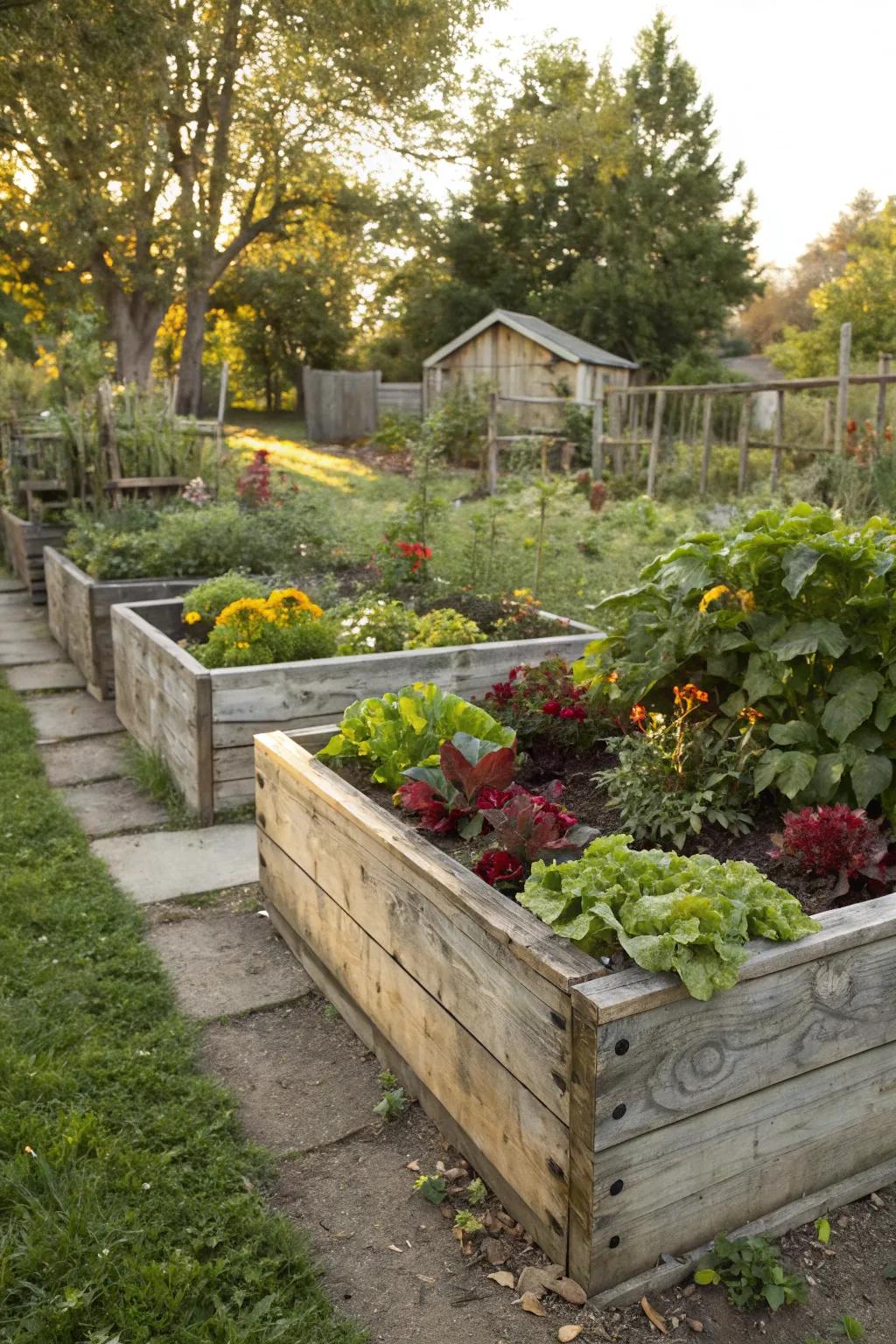 Raised beds offer practical and aesthetic benefits.