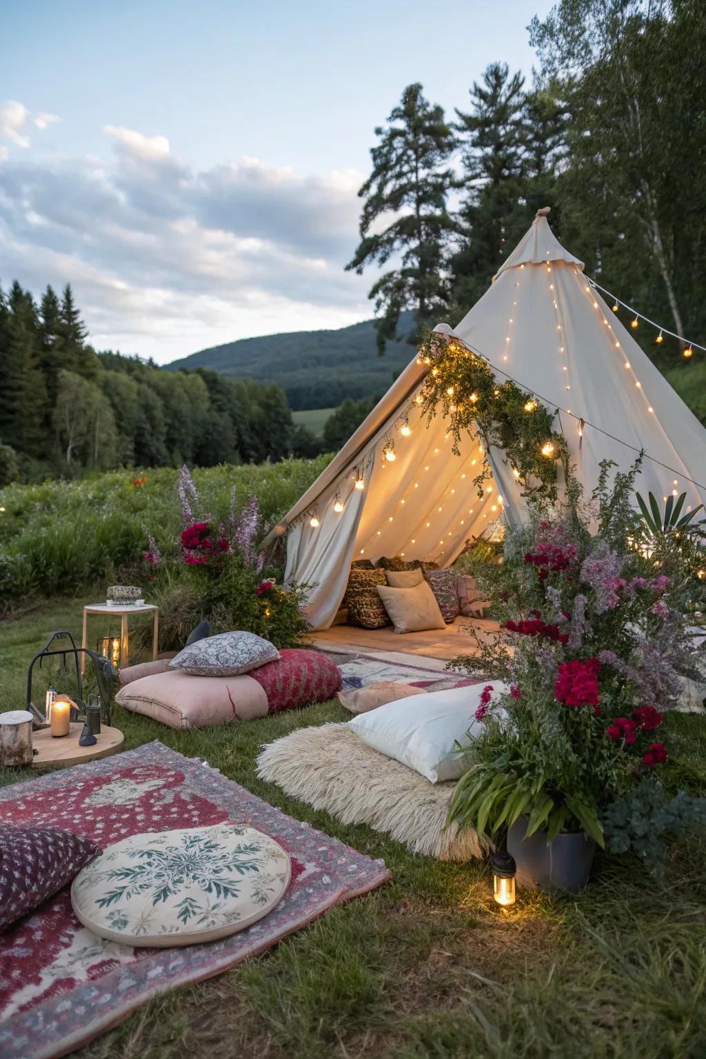 Personalize your campsite with decorative elements.