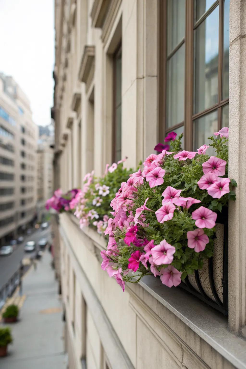 Monochrome petunias create a simple yet sophisticated display.