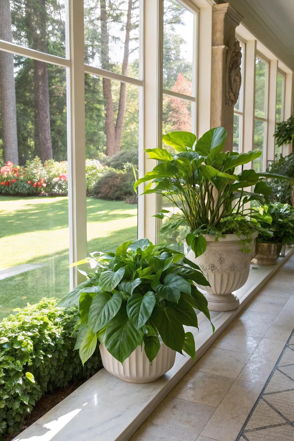 Create harmony between indoor and outdoor spaces with philodendrons.