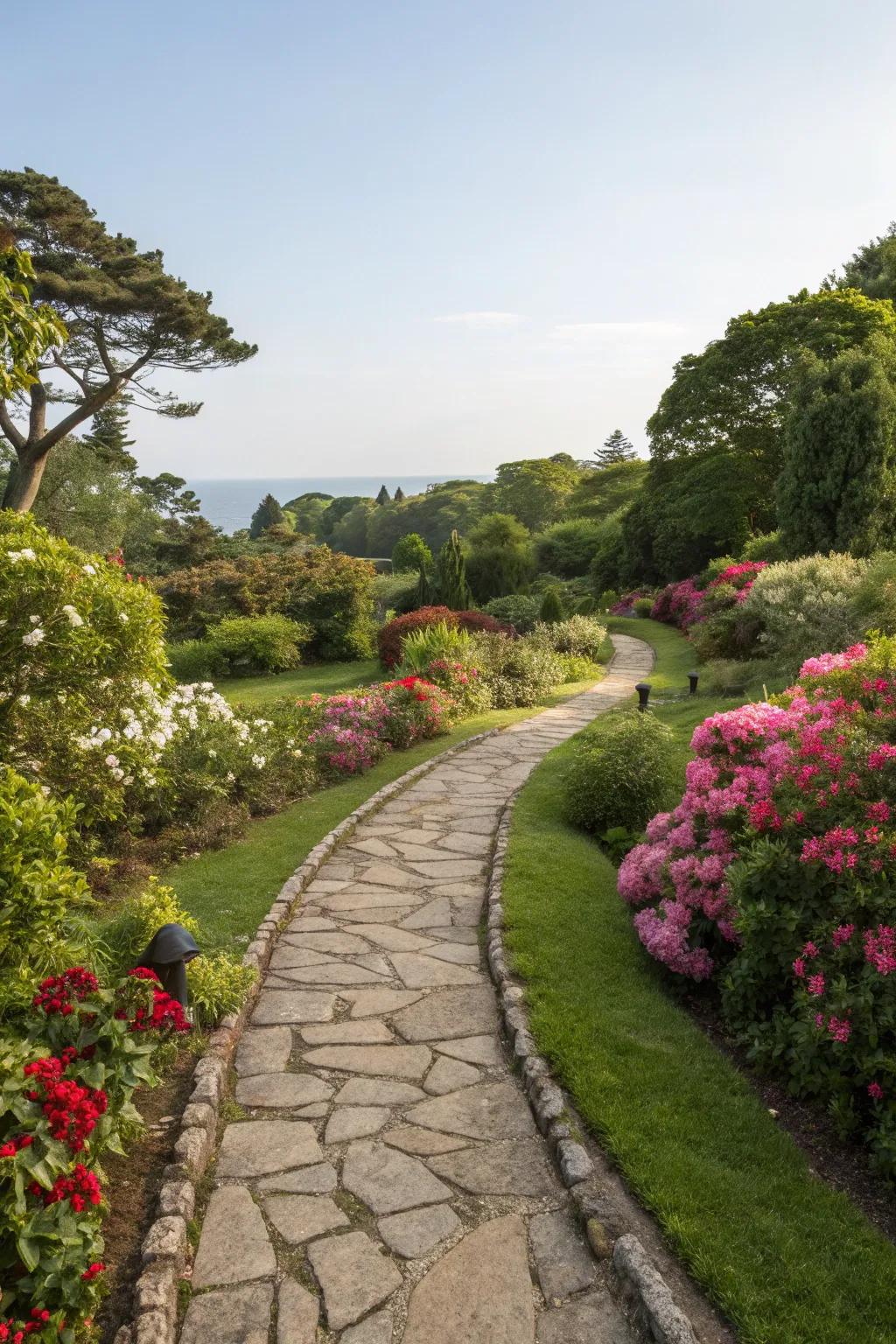 Stone pathways guiding the flow of the garden.