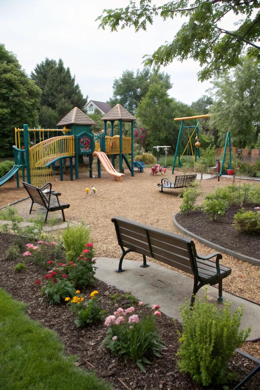 Mulch provides a soft and environmentally friendly playground surface.