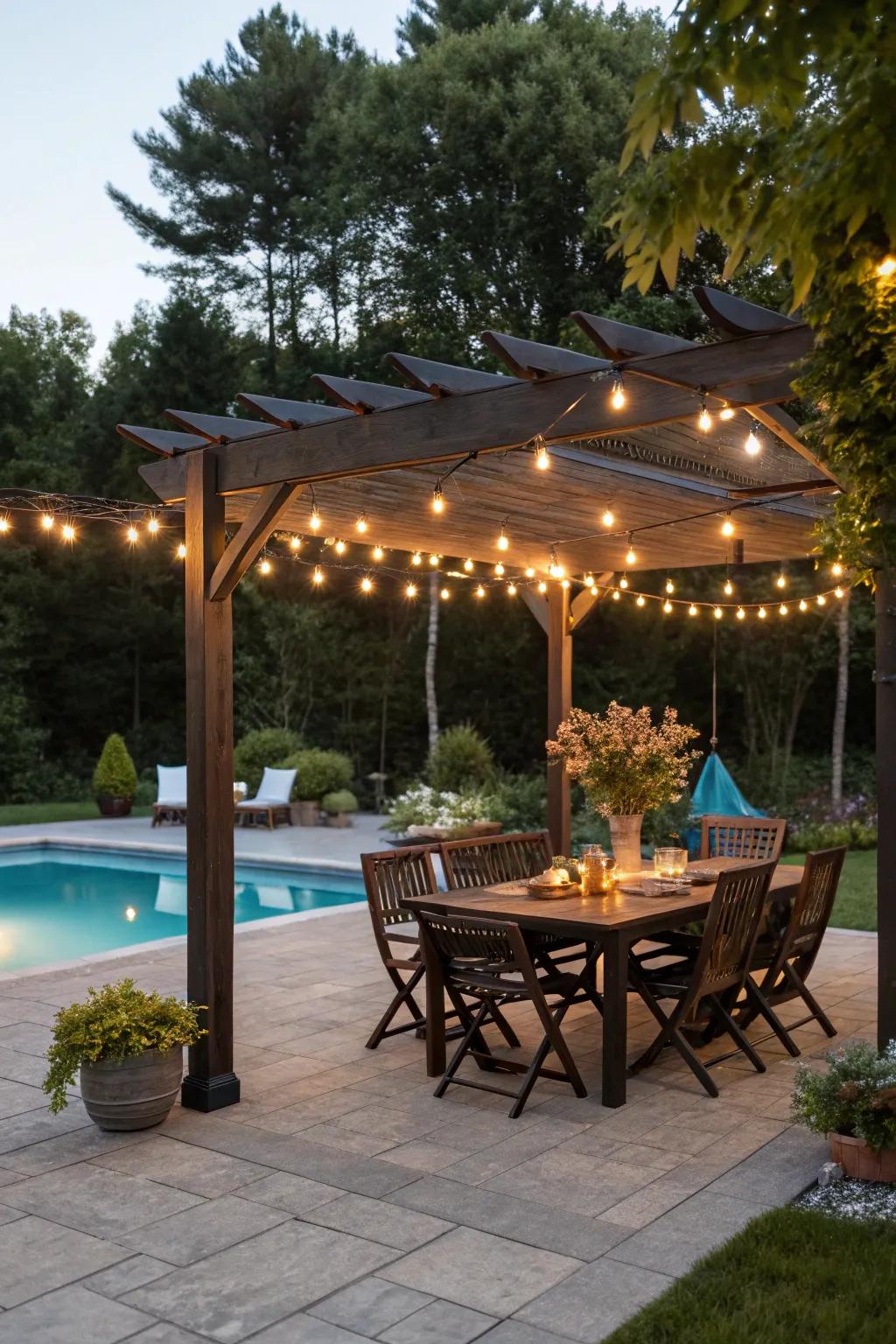 Pergolas offer shade and style for your poolside gatherings.