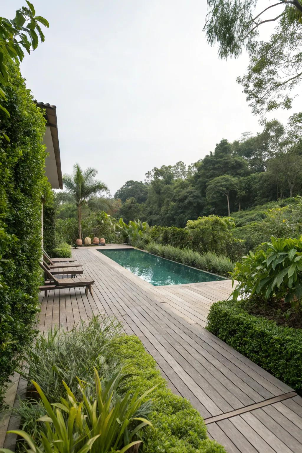 Greenery provides a natural, serene privacy screen.
