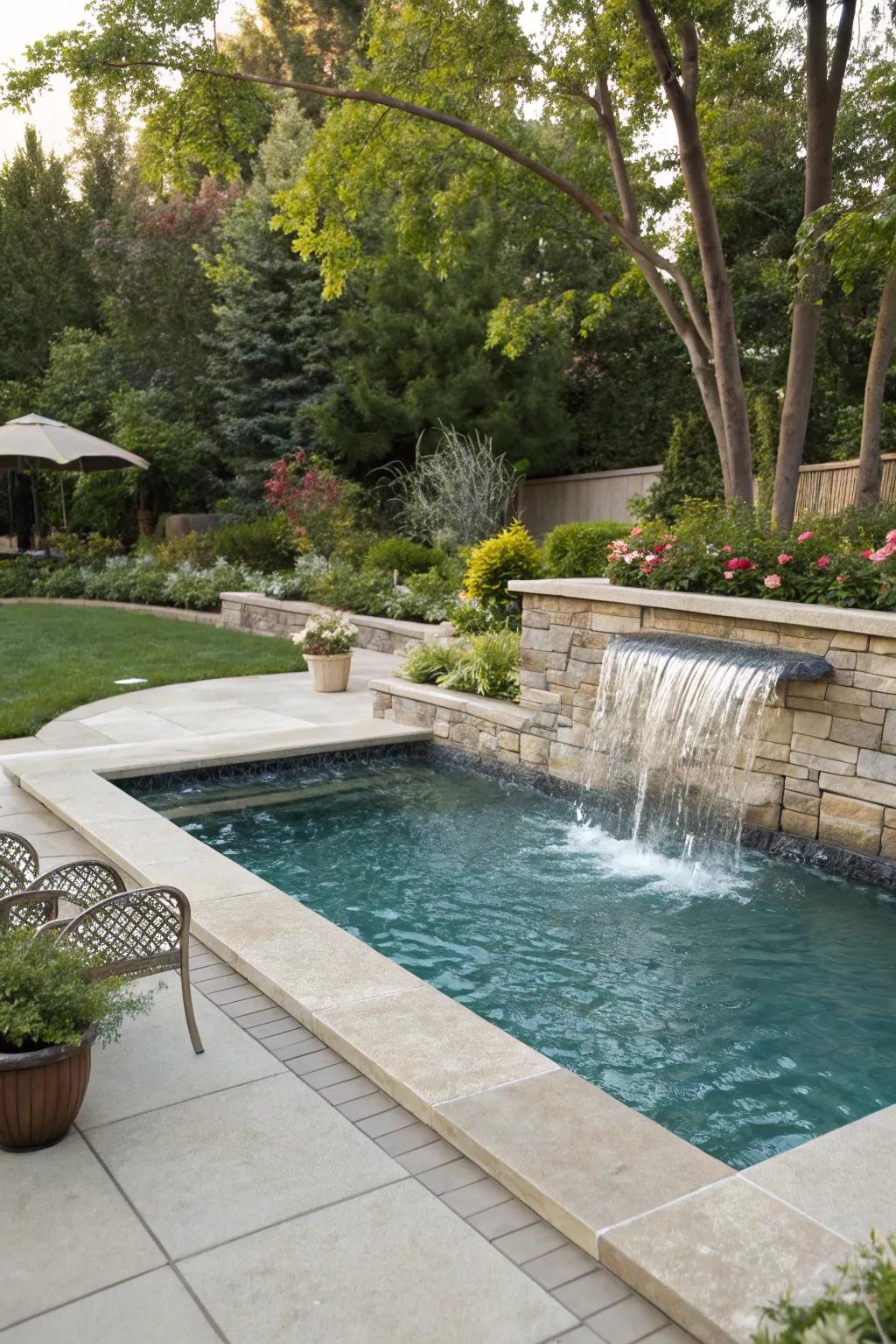 A waterfall feature can transform your pool into a spa-like retreat.