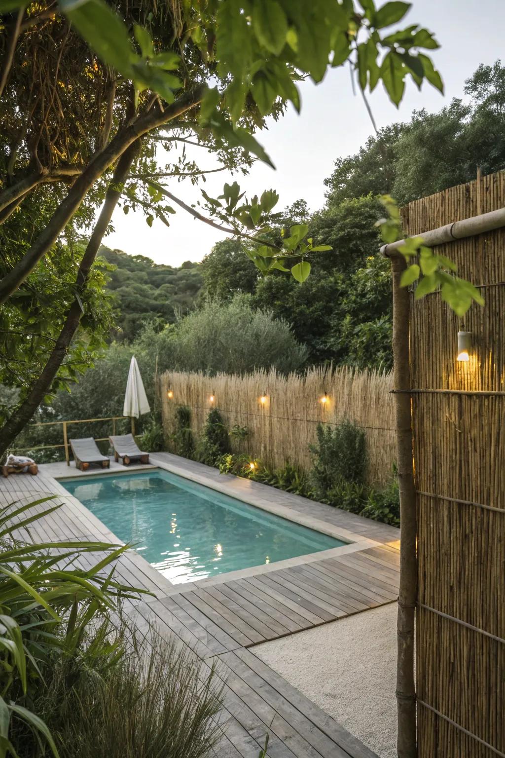 Natural privacy with cost-effective reed fencing.