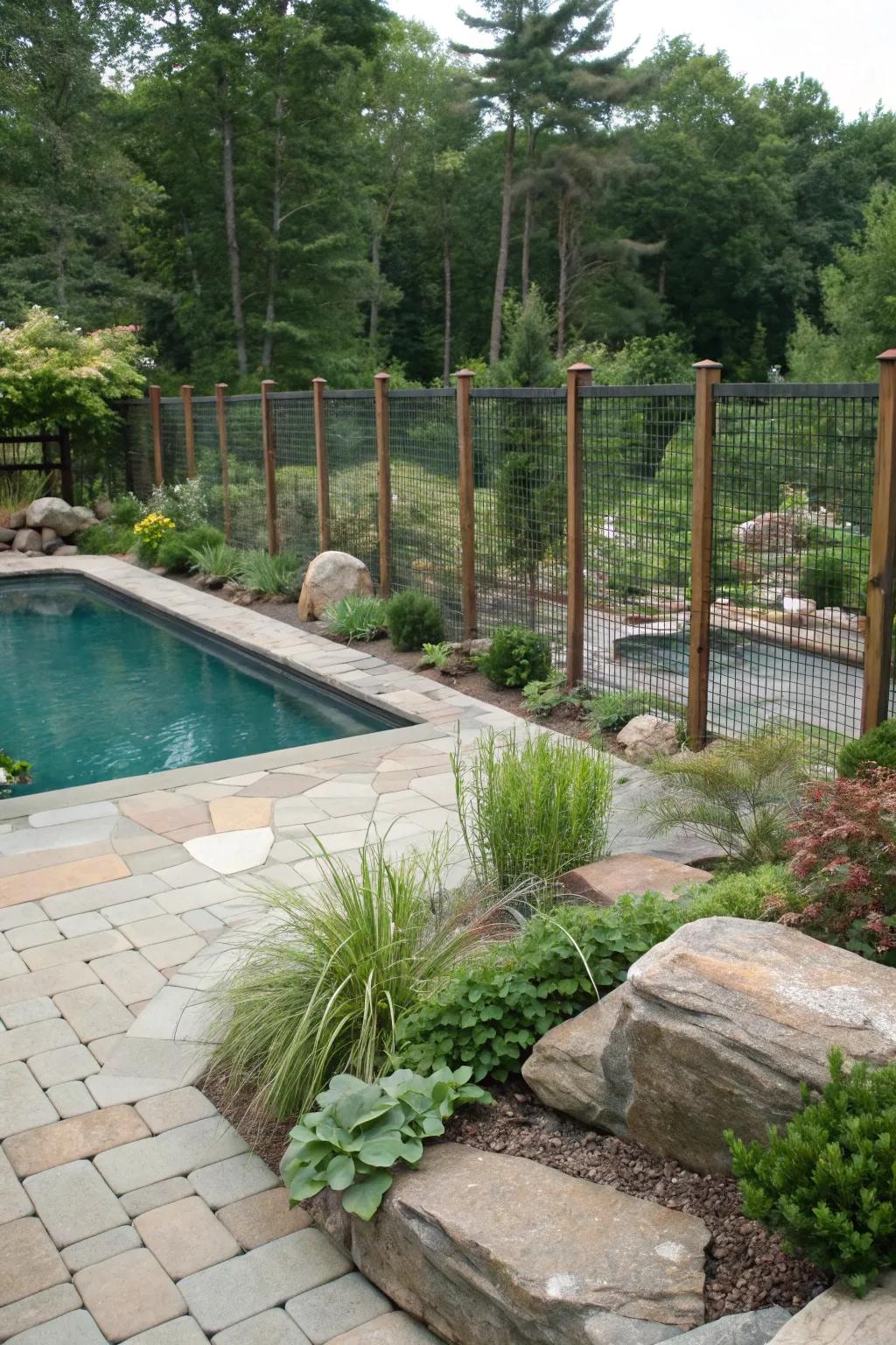 Integrating fencing with nature offers a seamless and harmonious backyard environment.