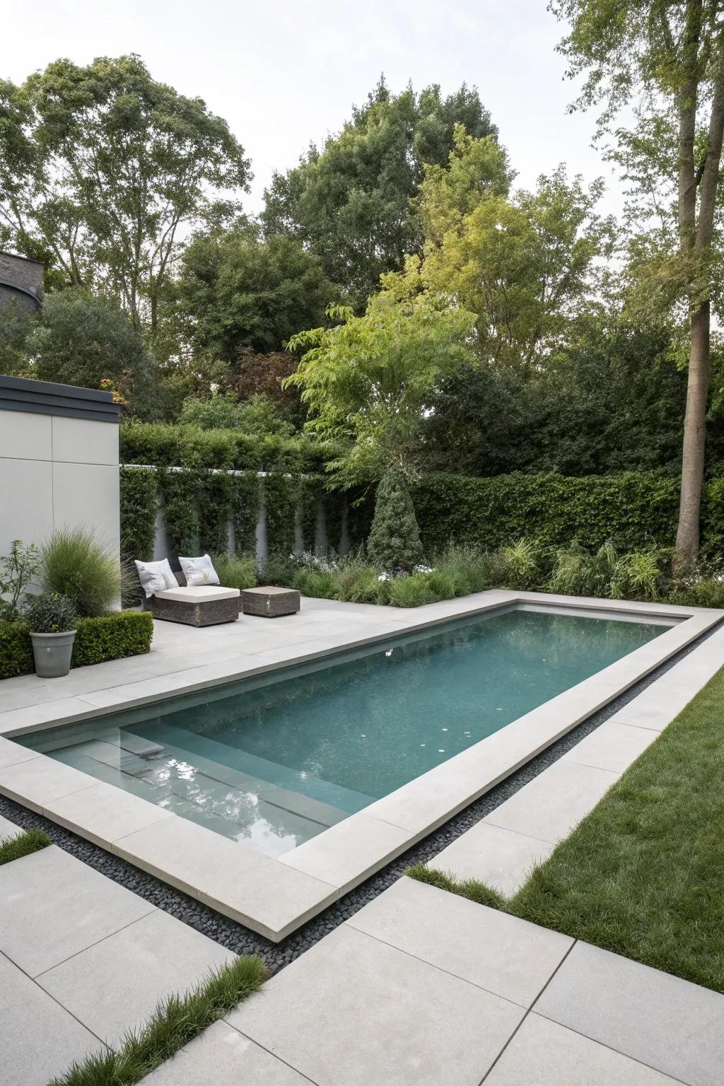 Minimalist design adds contemporary elegance to pool spaces.