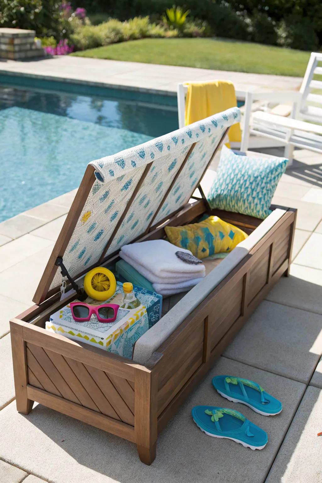 Hidden storage benches combine seating with practicality.