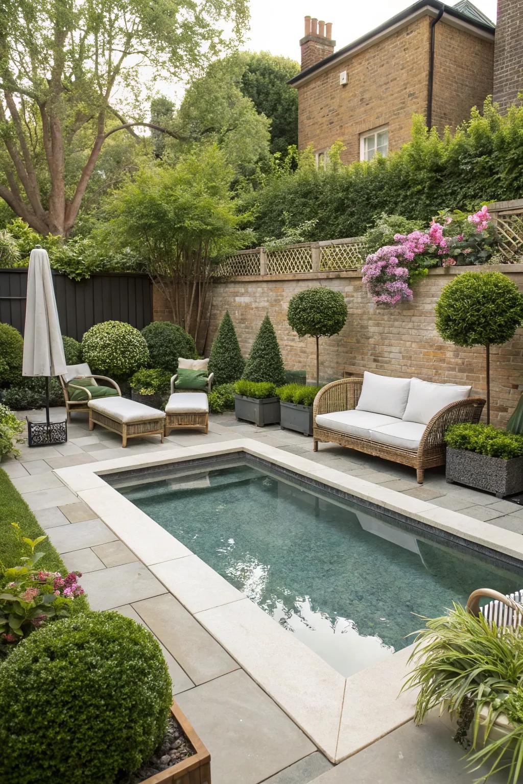 A small plunge pool design that maximizes limited space.