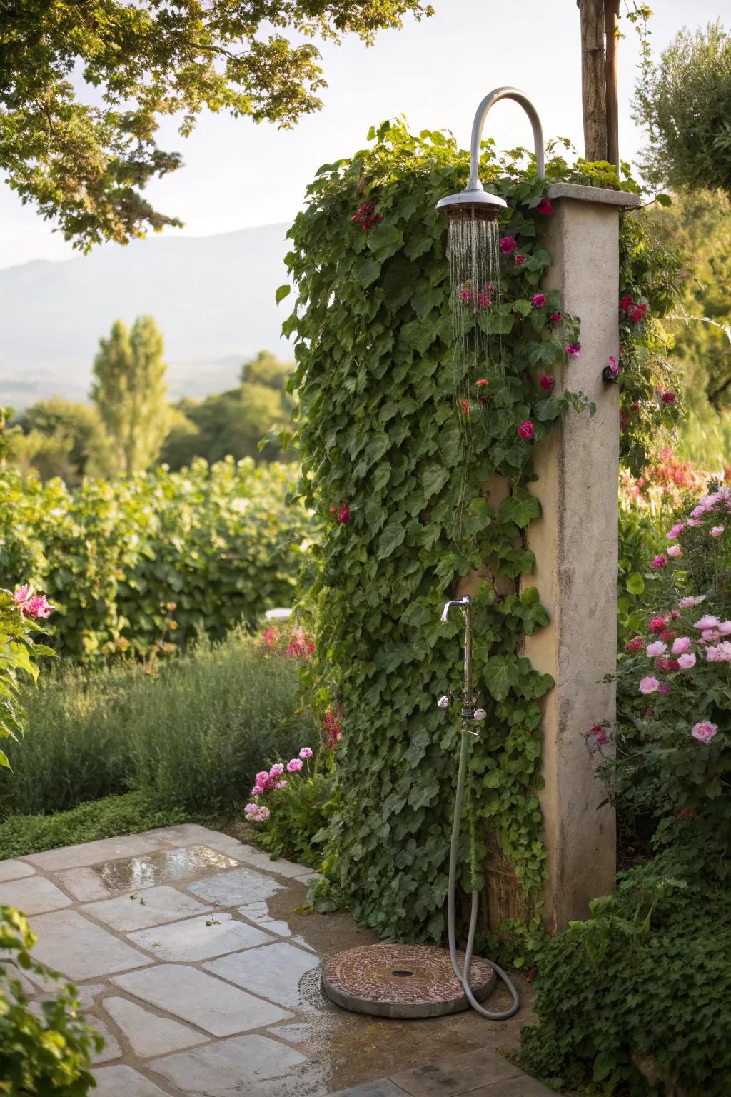 A peaceful garden hideaway for your outdoor shower.
