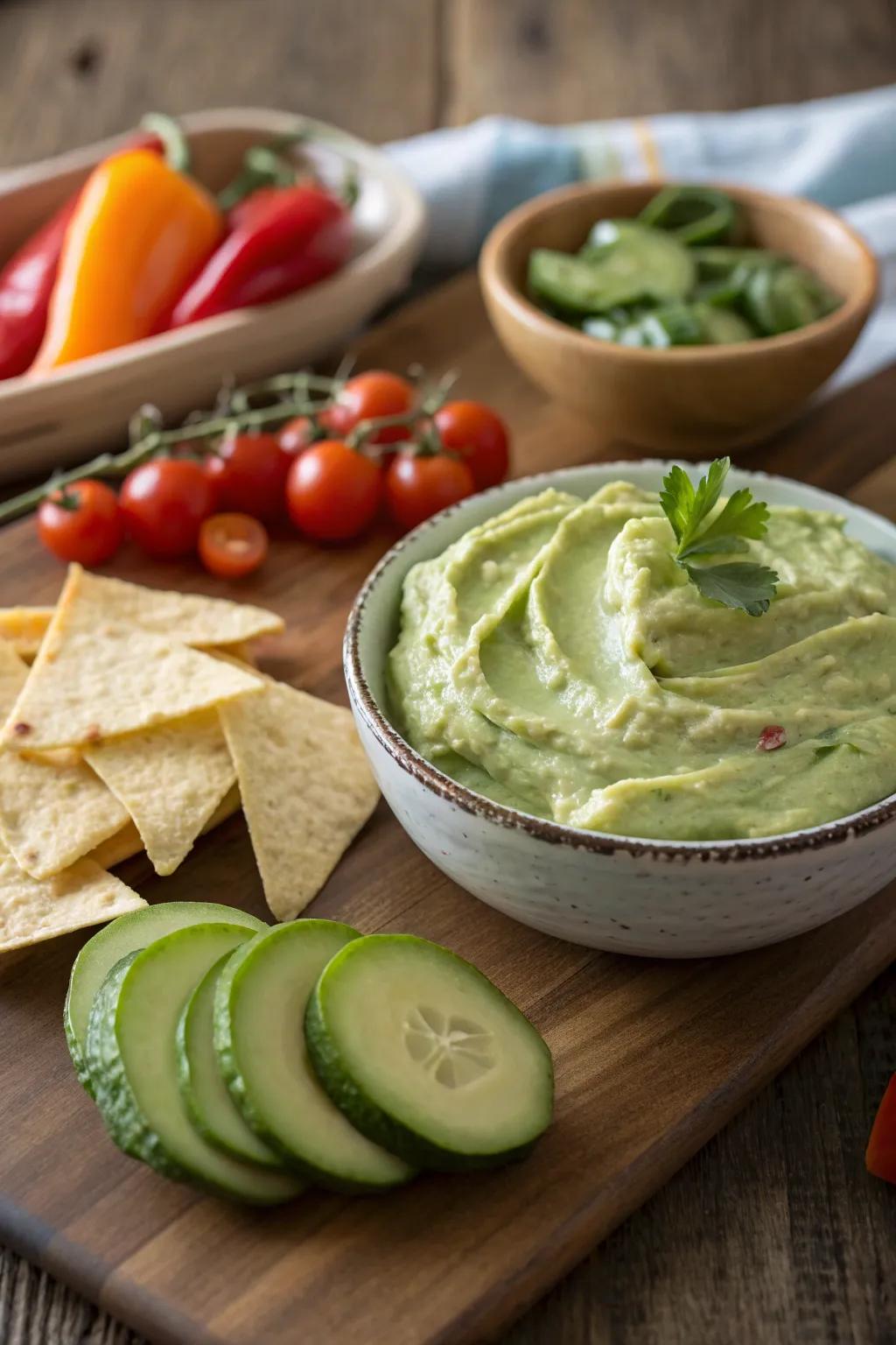 Zesty and creamy spicy avocado dip.