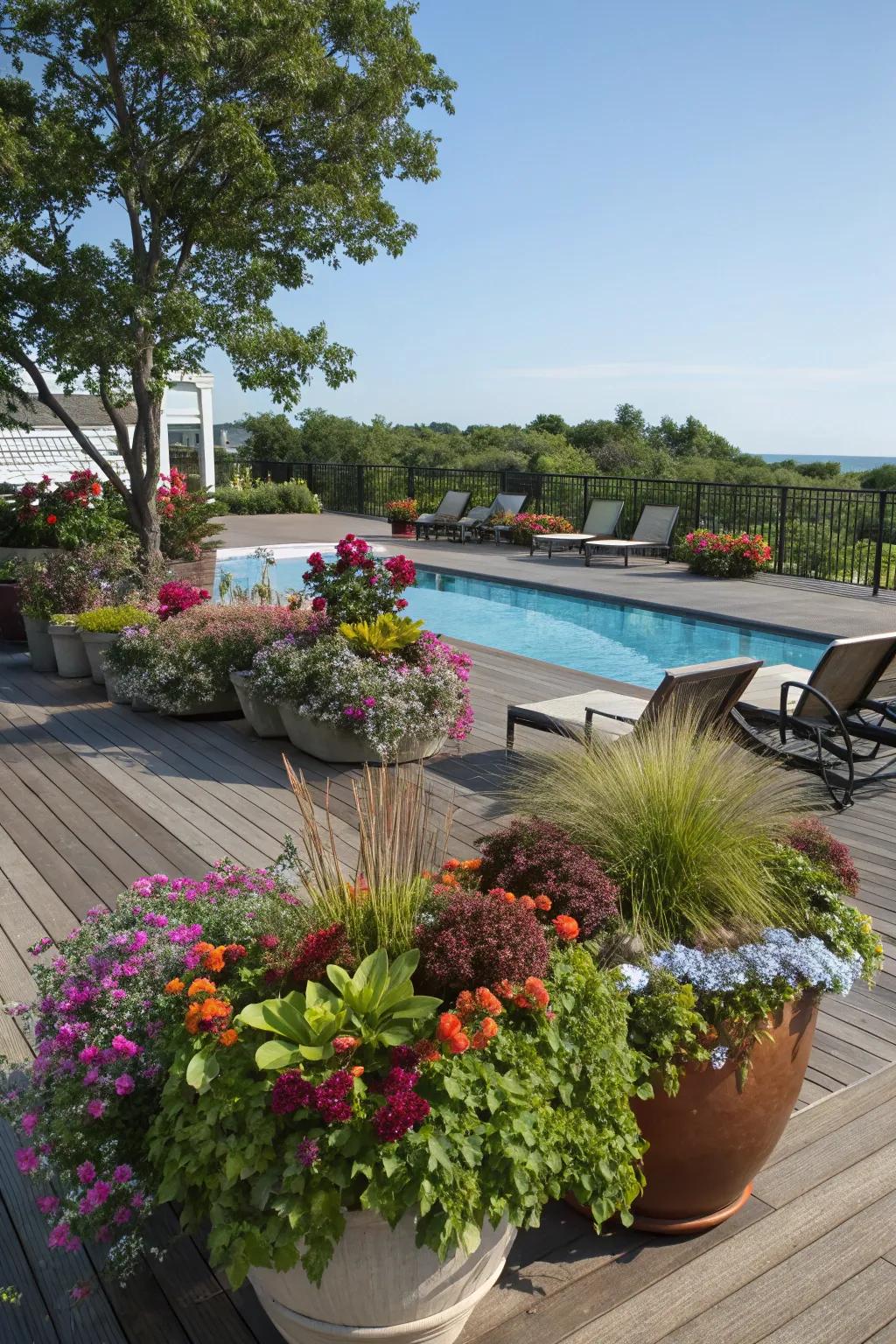 Container gardens offer an easy and flexible way to add greenery.