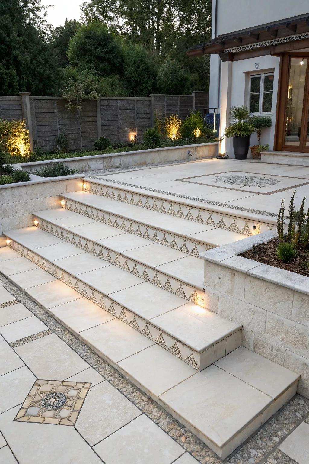 An elevated patio space with multiple levels for added interest.
