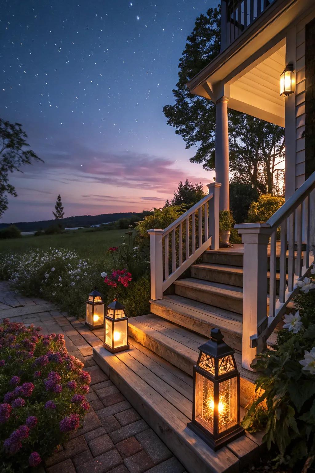 Guide your guests with lantern-lit steps.