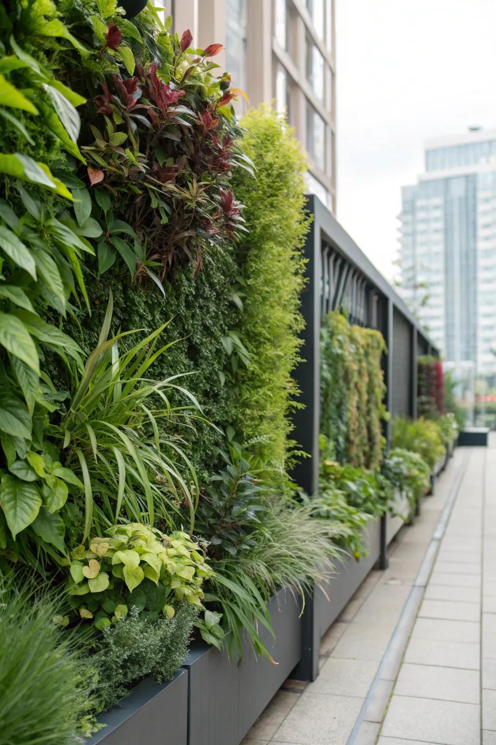 A living wall that offers privacy and greenery.