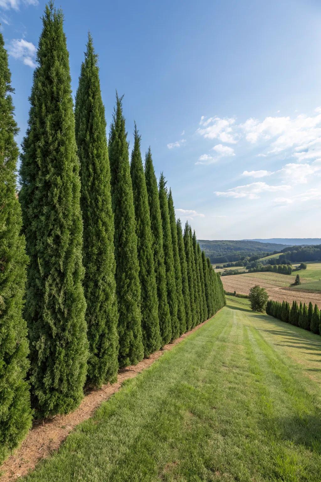 Thuja Green Giant creates a majestic green wall in any landscape.