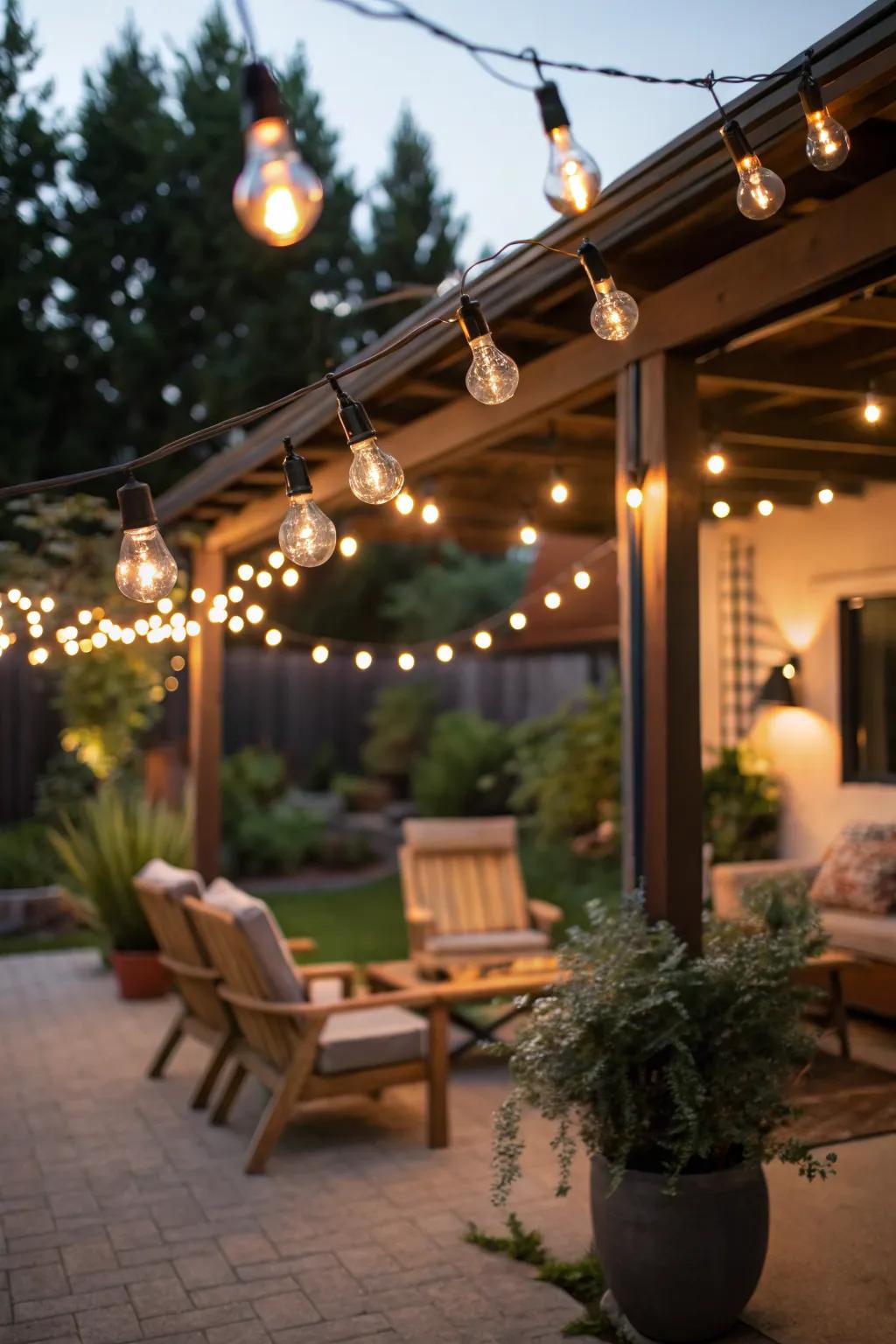 String lights add a magical glow to any patio.