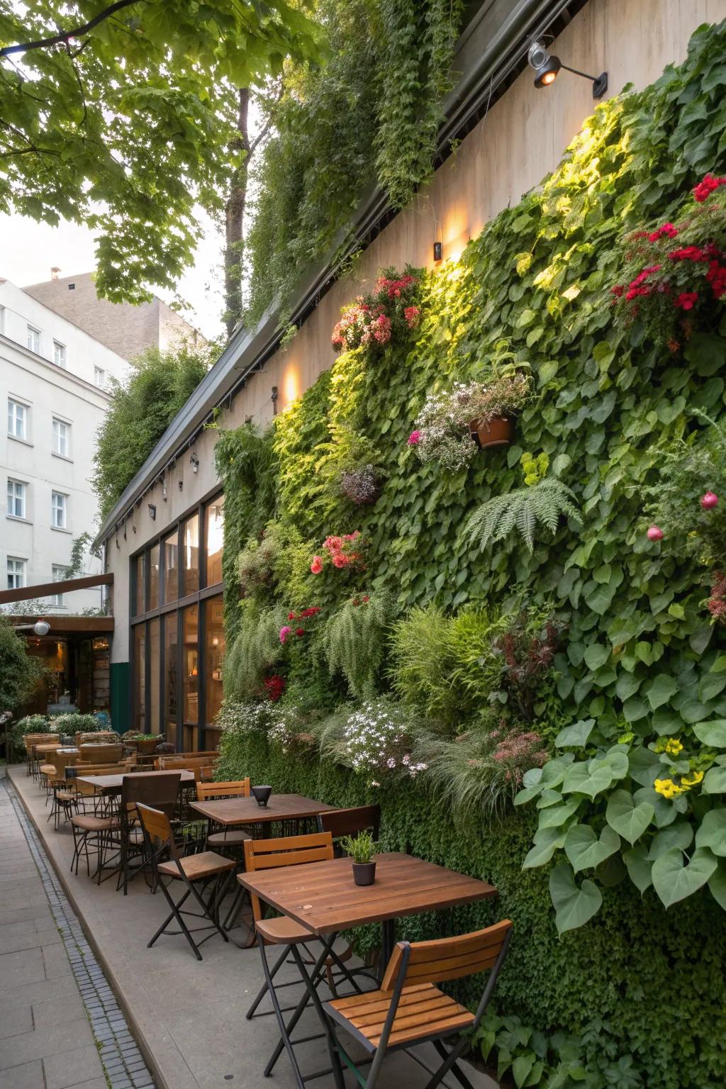 Vertical gardens add greenery without occupying valuable space.