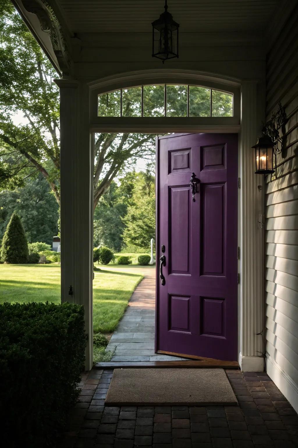 Eggplant doors offer an enigmatic and elegant touch to your home.