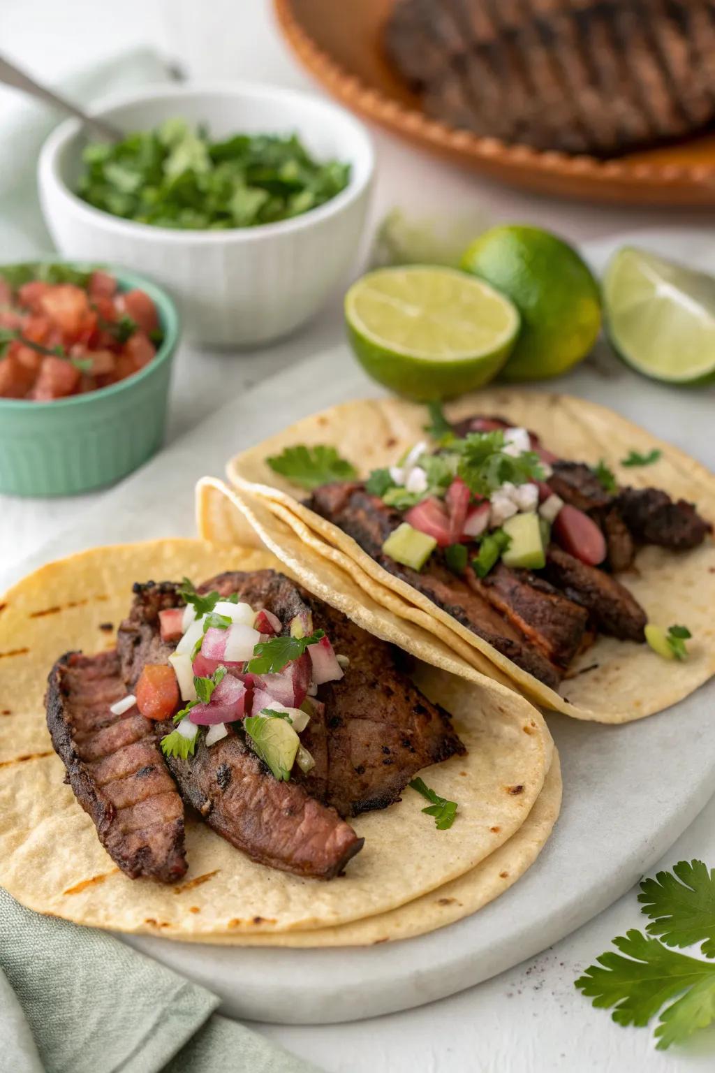 Quick and savory carne asada tacos for a speedy dinner.