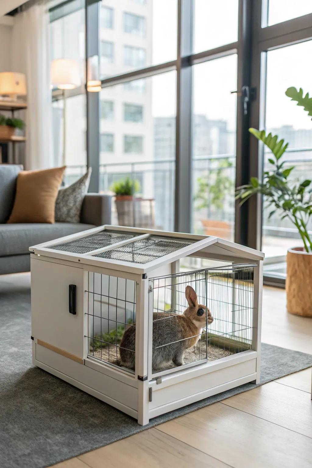 An indoor rabbit cage that complements your home decor.
