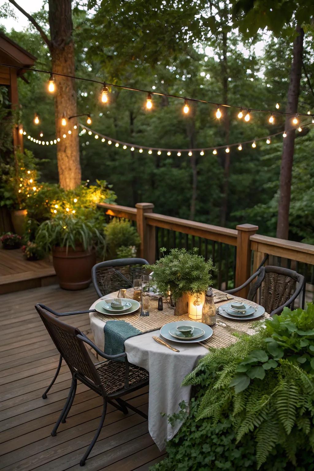 An inviting outdoor dining area on the deck.