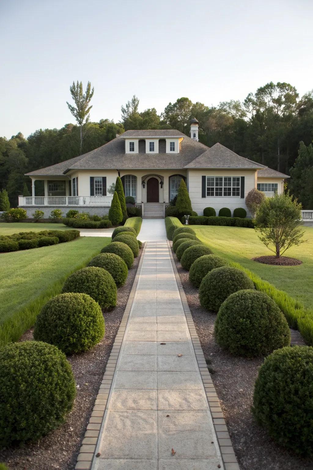 Symmetrical design elements create visual harmony in your landscape.