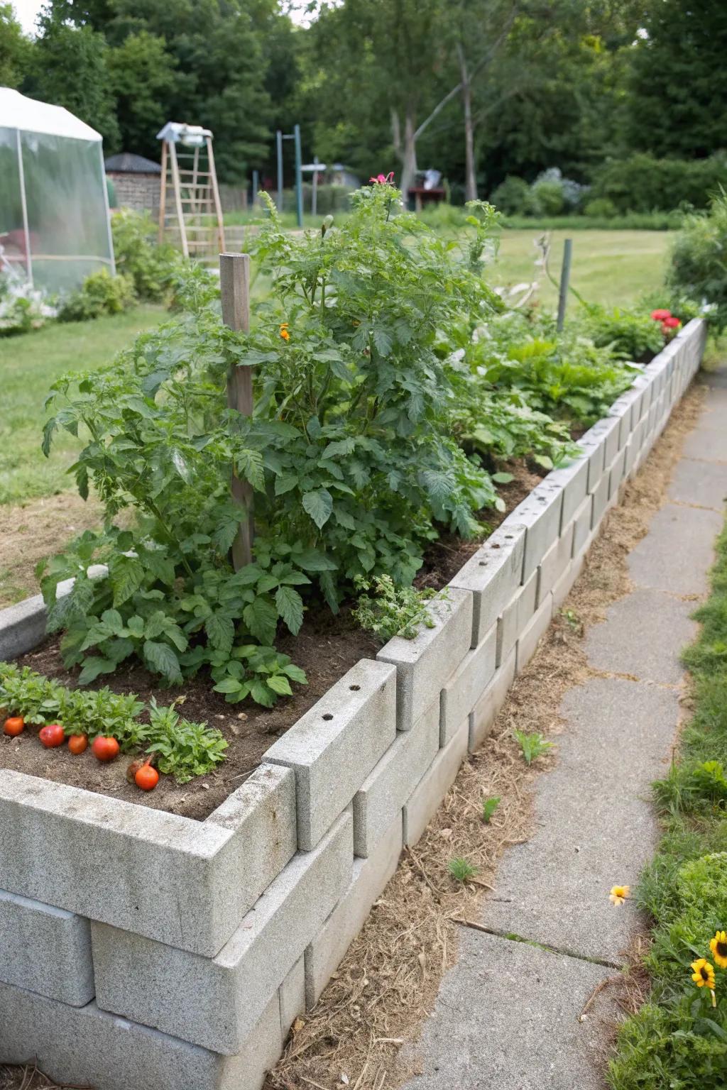 Cinder block beds provide a durable and contemporary look.
