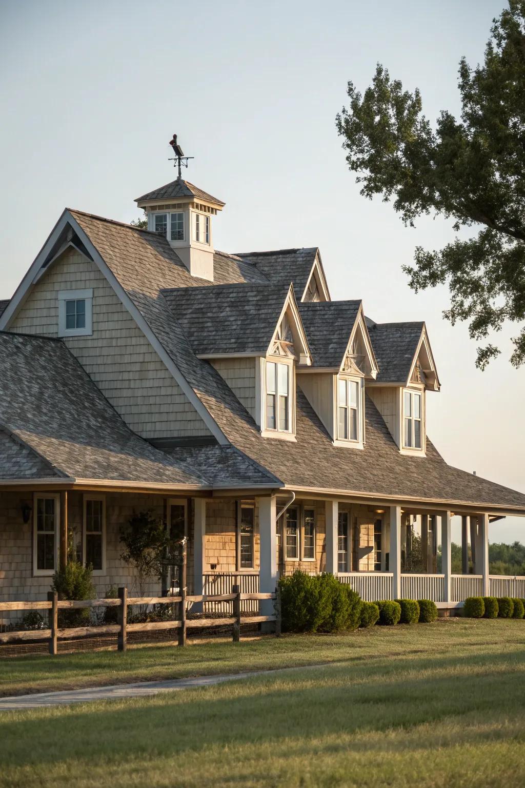 A gabled roof adds character to this ranch home.