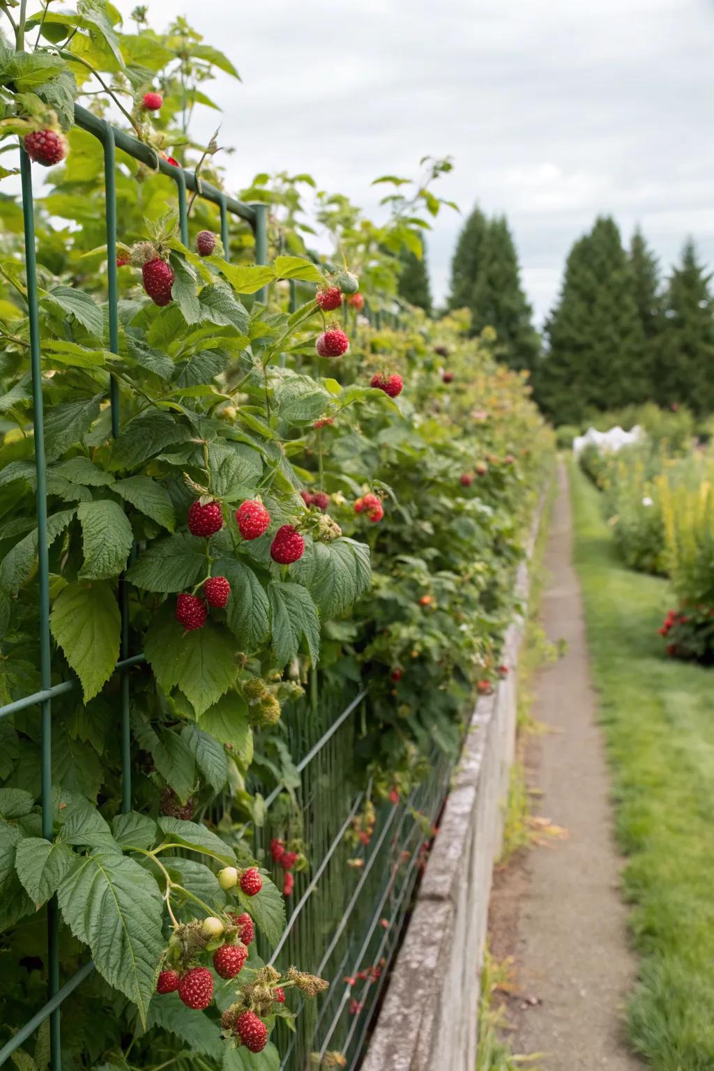 Utilize fence lines to make the most of limited garden space.