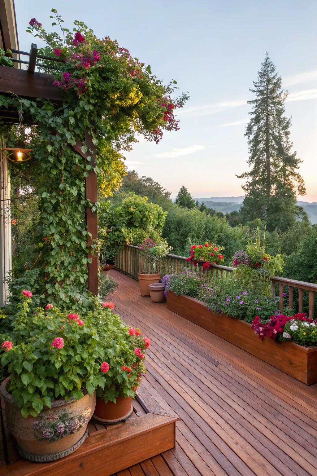 Integrate your deck with nature for tranquility.