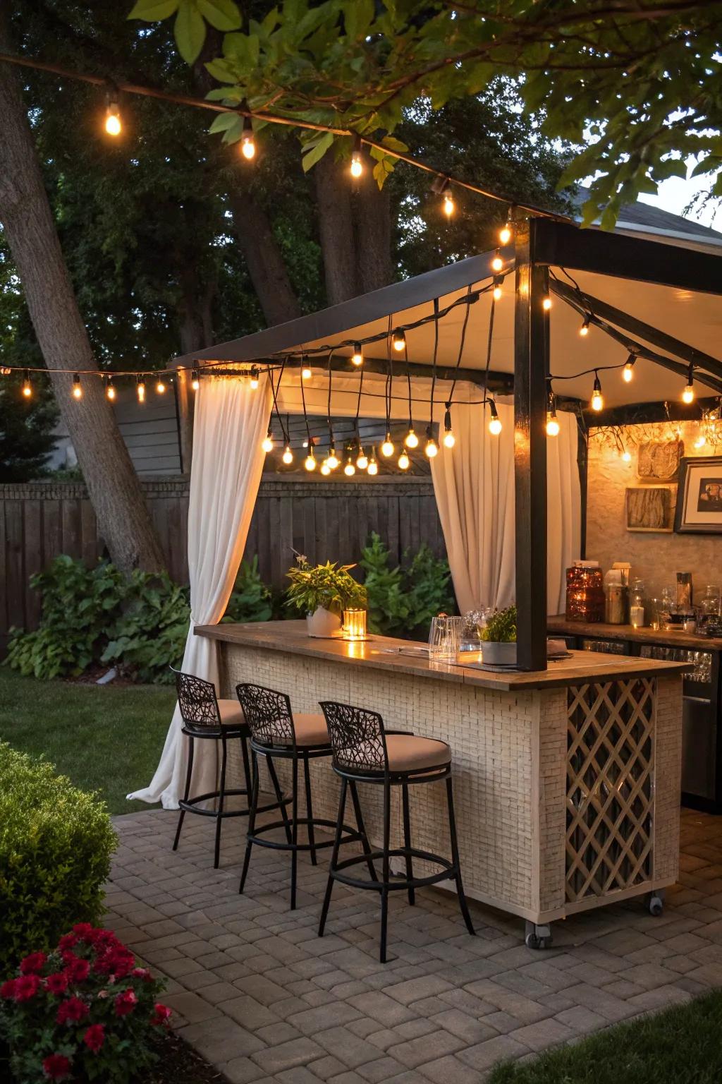 An outdoor bar brings a lively vibe to your backyard.