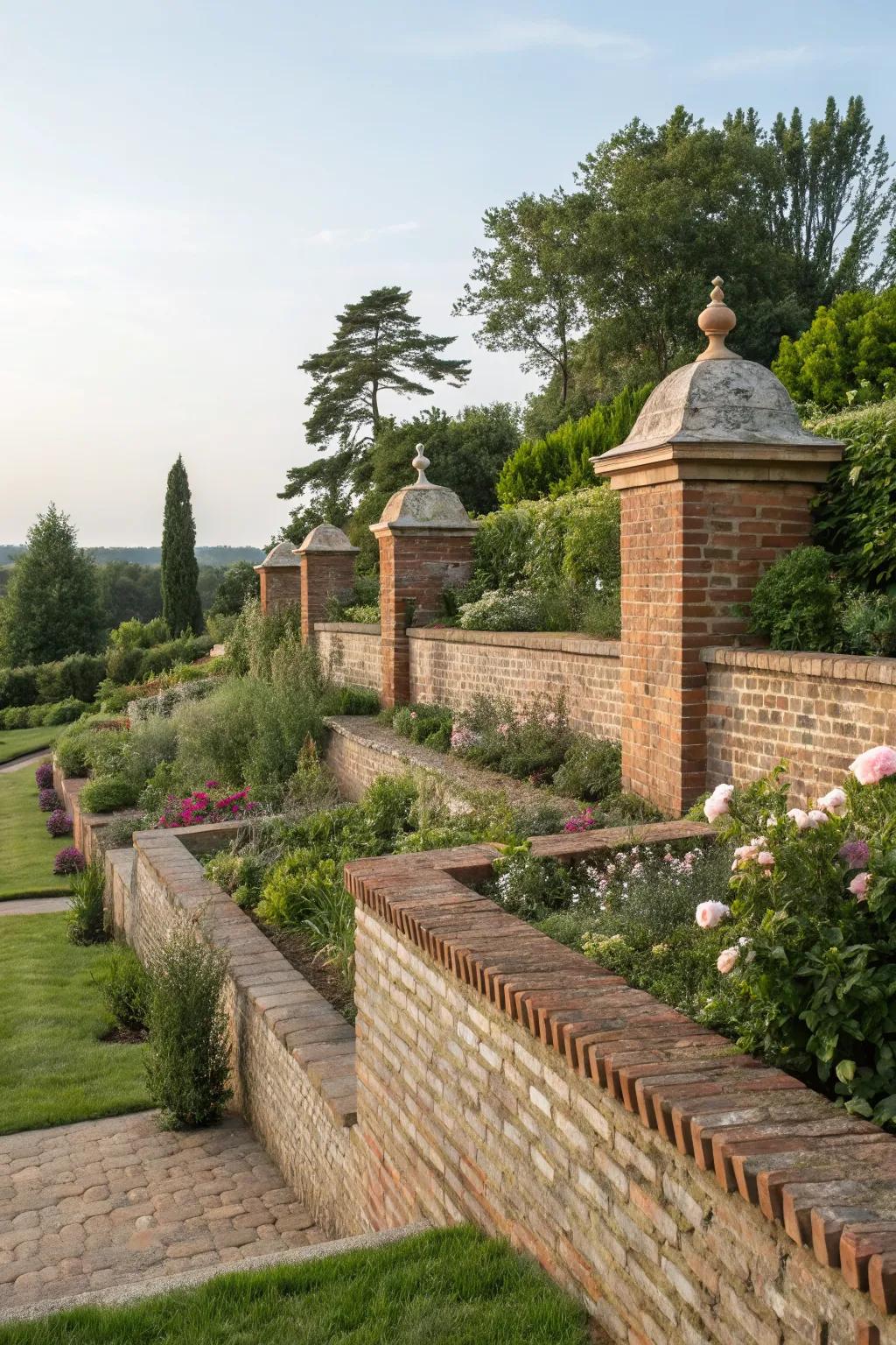 Brick caps offer timeless texture and warmth.